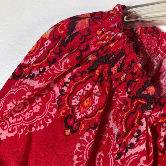 New Directions Off Shoulder Floral Boho Tunic Bell Sleeve L Rayon - Picture 9 of 9